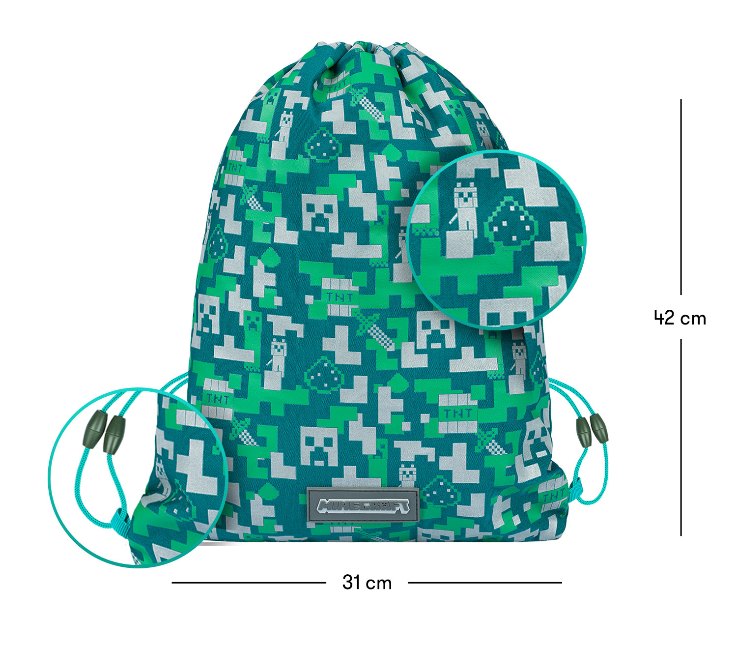 baagl-minecraft-set-2-silver-creeper-trousse-sac-gym image 4