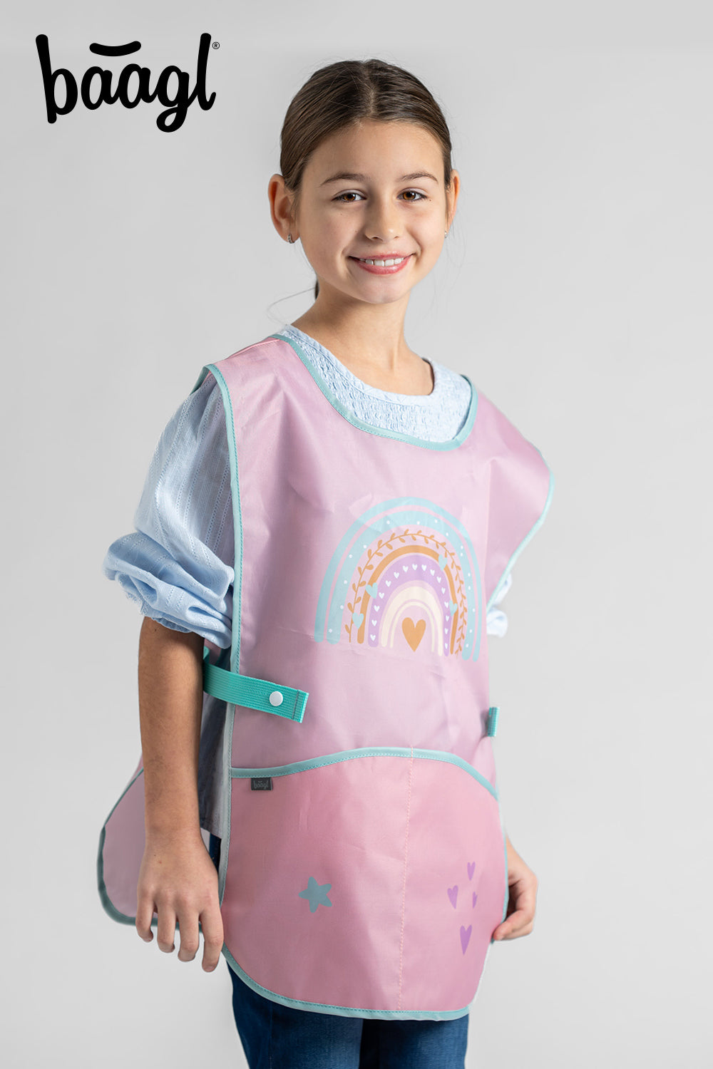 baagl-aprons-tablier-enfant-pink-rainbow-rose-poches image 5
