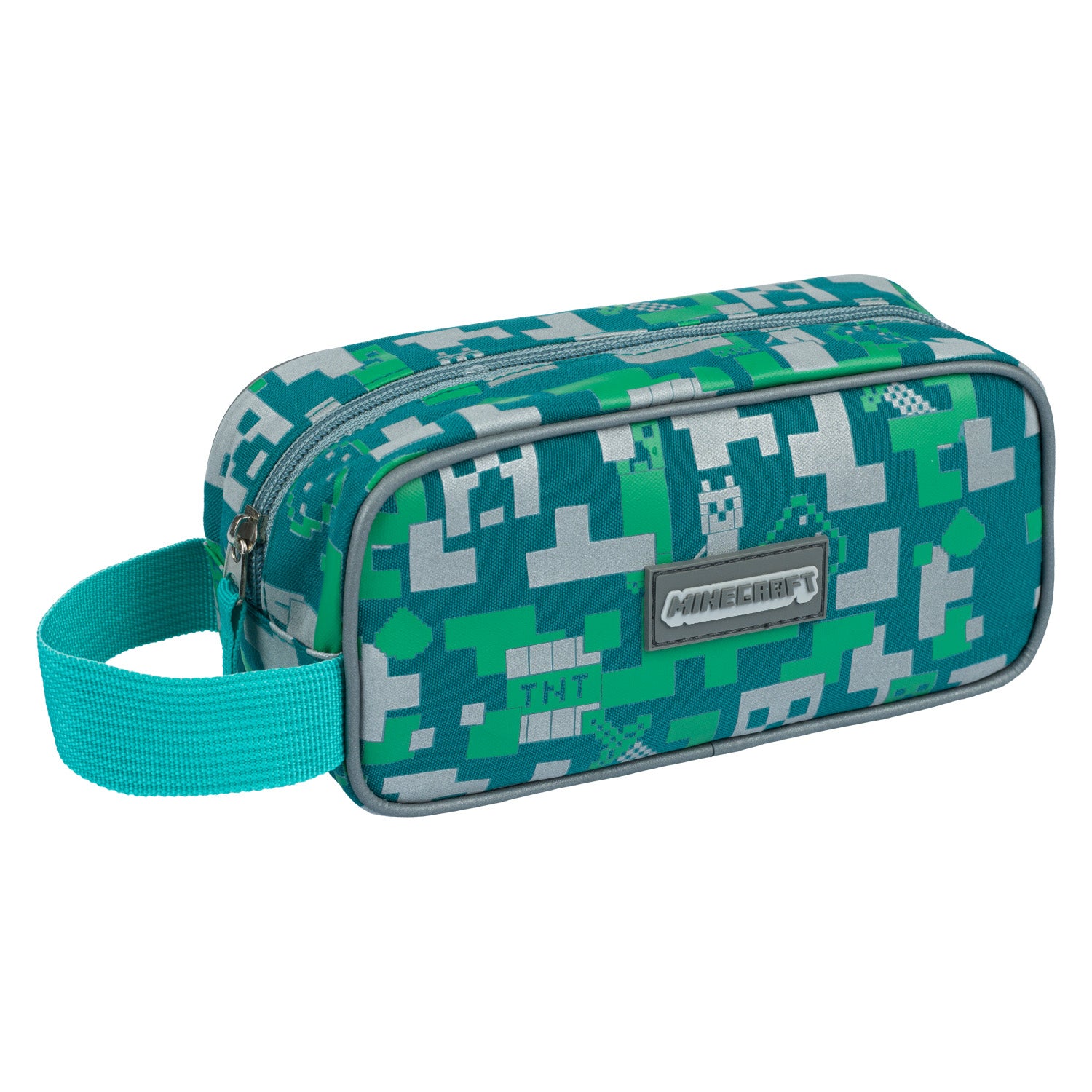 baagl-minecraft-silver-creeper-trousse-scolaire-1-compartiment image 1