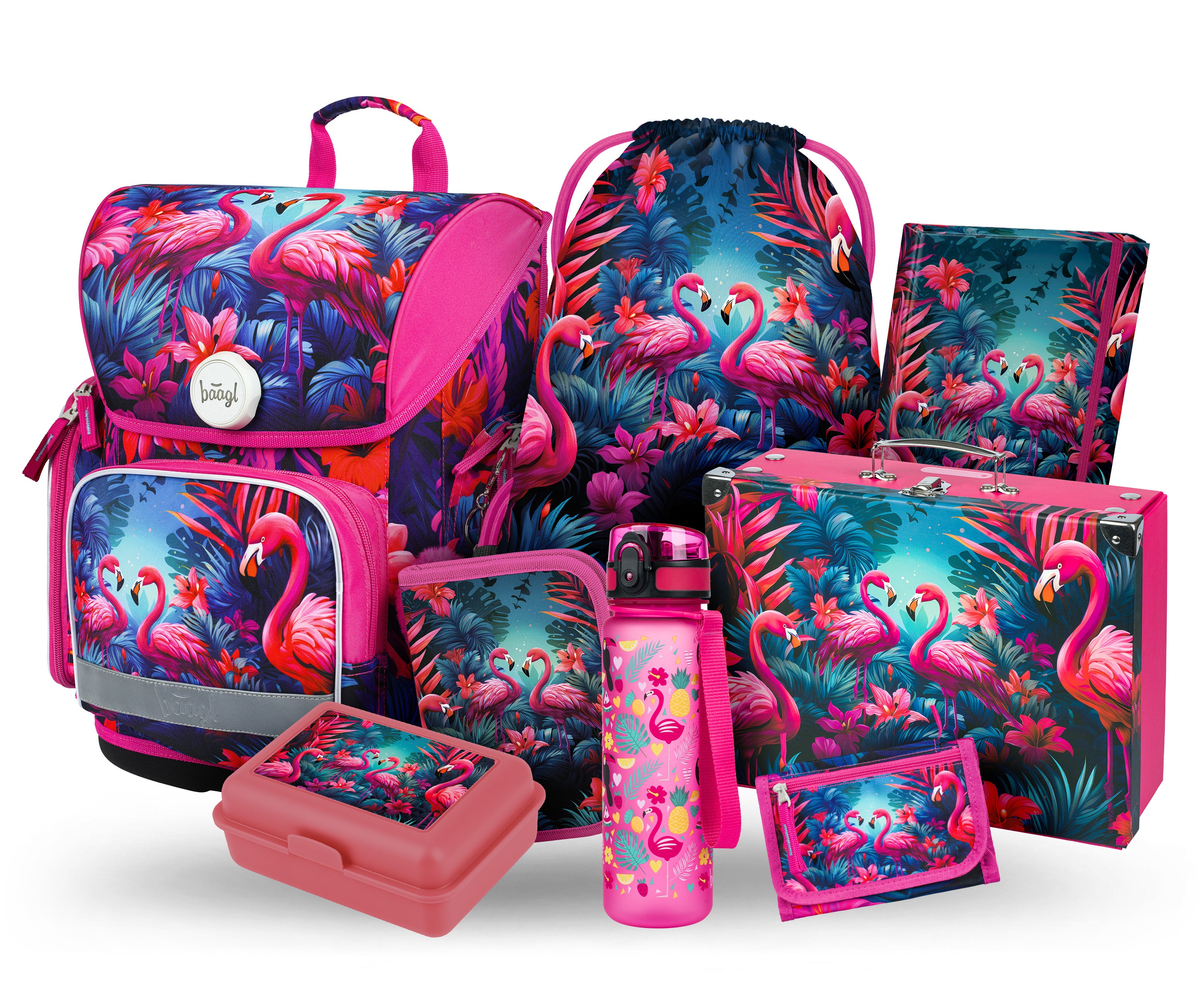 baagl-ergo-flamingos-iii-cartable-fille-set-scolaire image 1