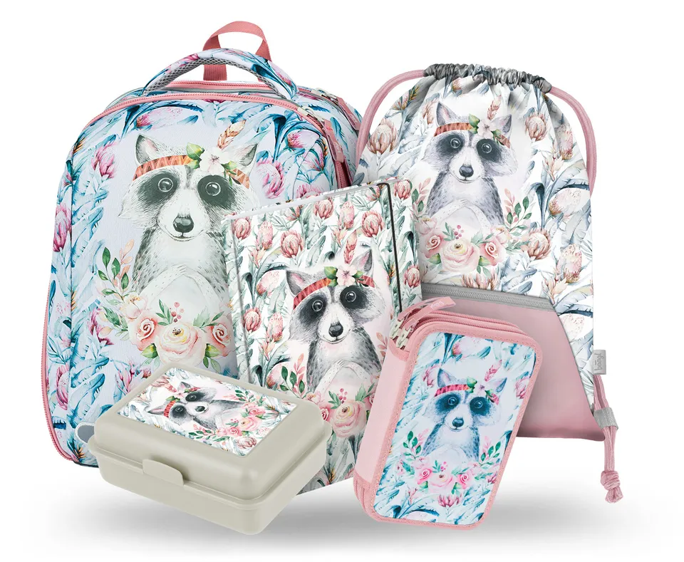 baagl-shelly-raccoon-ii-set-cartable-fille-3-pi-ces image 1