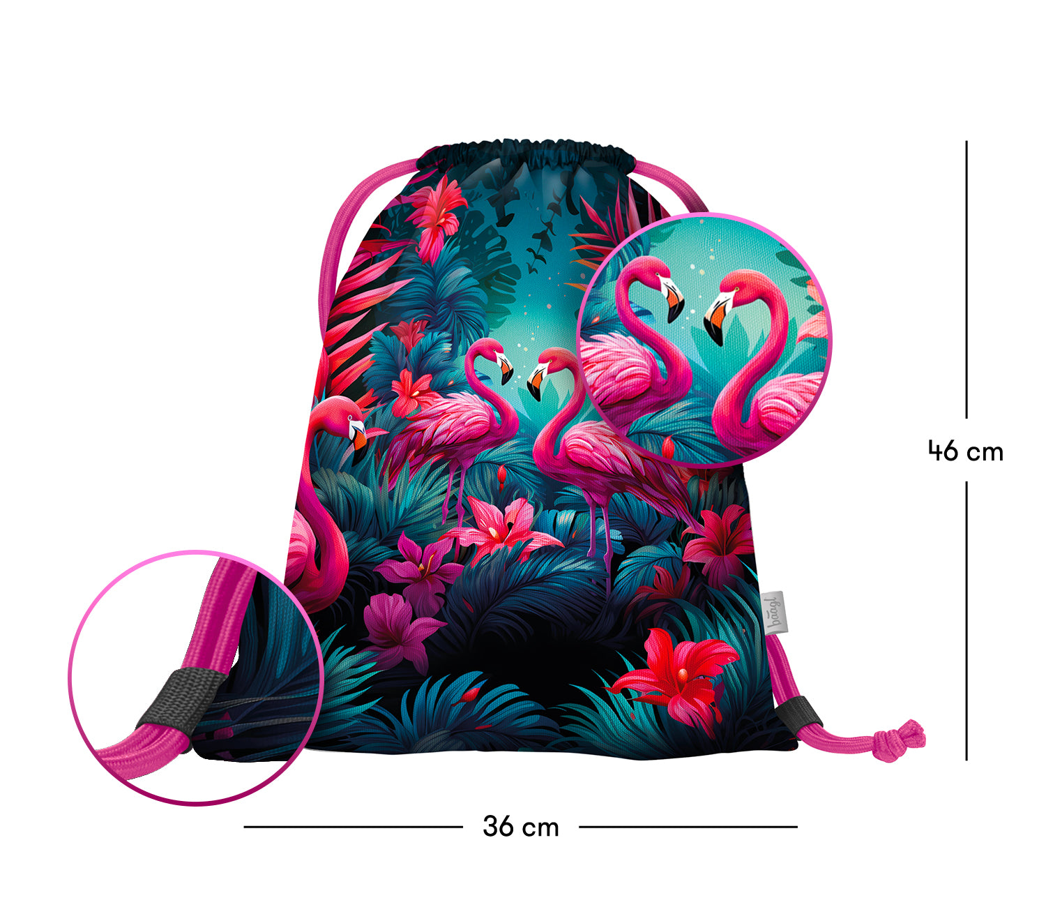 baagl-flamingos-sac-gym-enfant-flamants-roses-cordon image 3