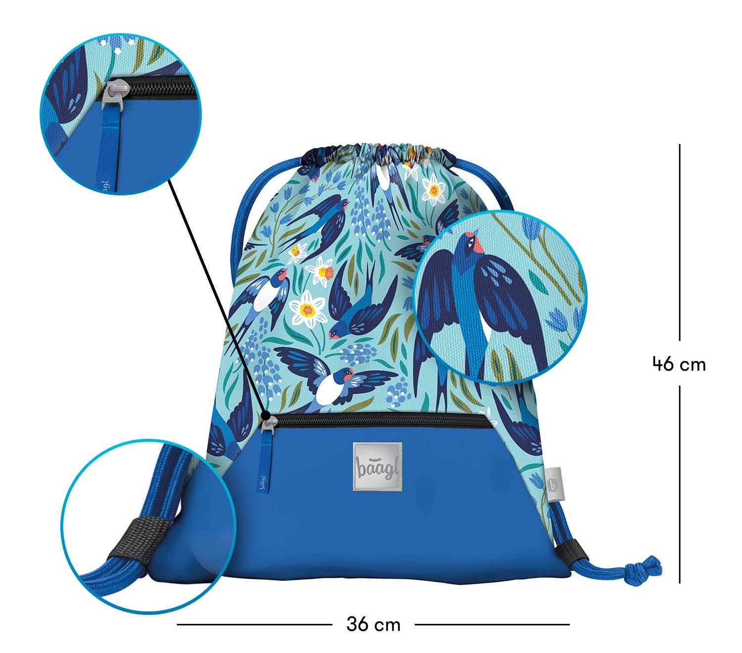 baagl-gym-sacks-birdie-sac-de-gym-poche-zipp-e-lavable image 3
