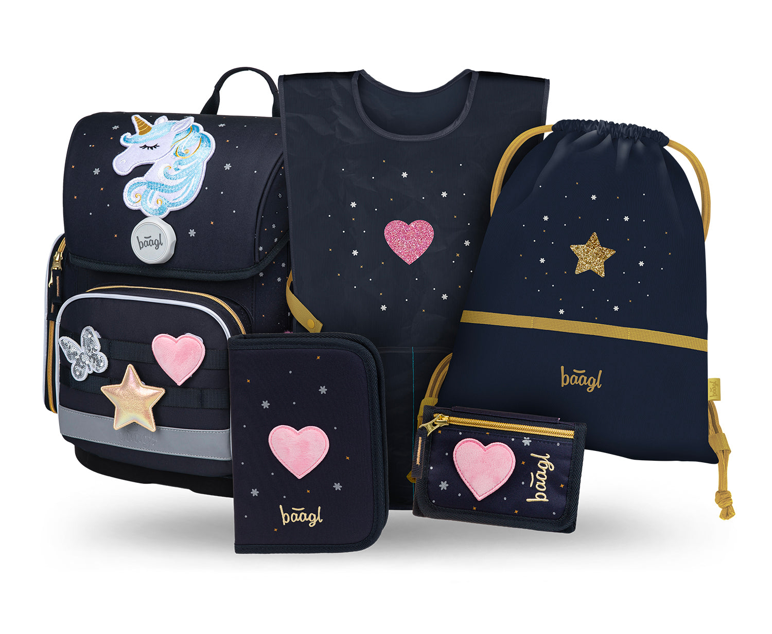 baagl-school-sets-ergo-unicorn-gold-ii-cartable image 1