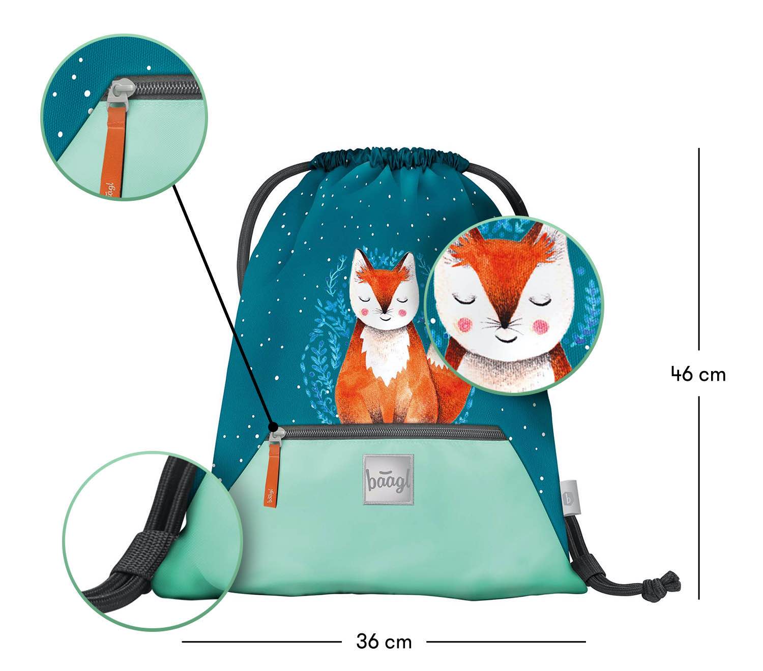 baagl-fox-sac-de-sport-renard-poche-zip image 3