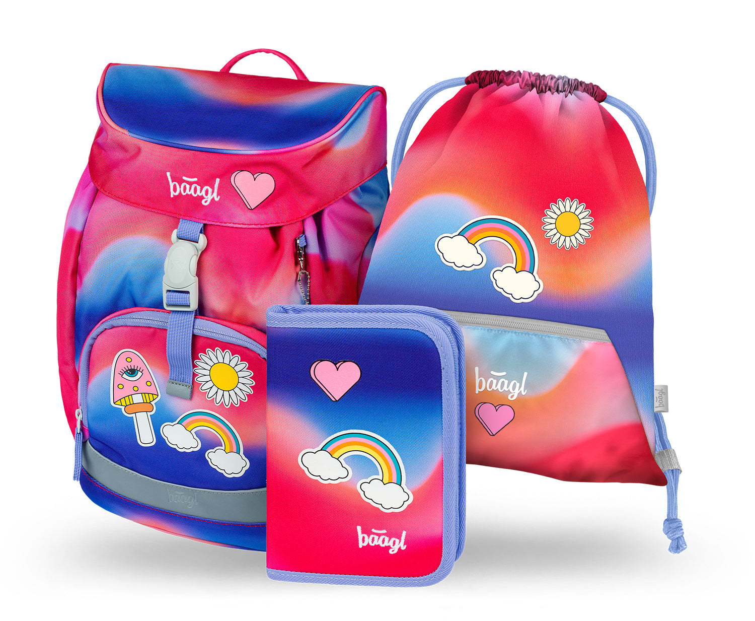baagl-school-sets-airy-rainbow-red-set-cartable-3-pi-ces image 1