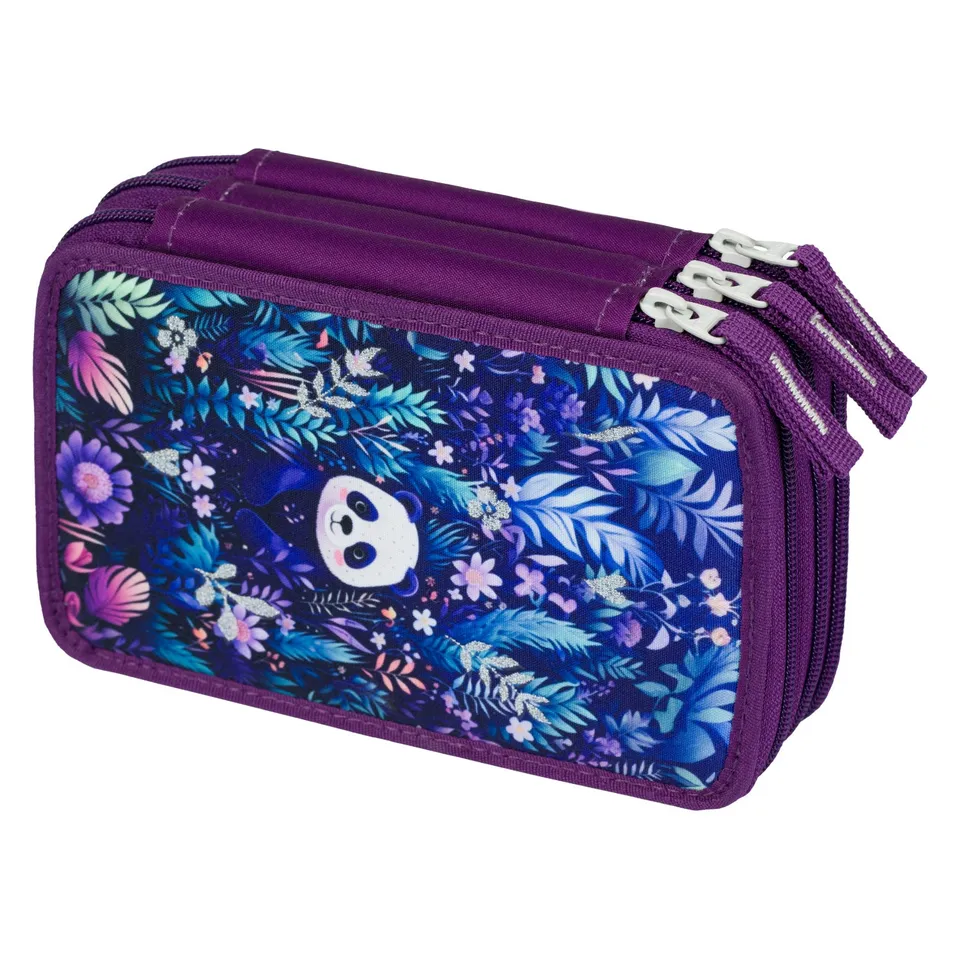 baagl-jungle-panda-trousse-scolaire-triple-3-zip image 1