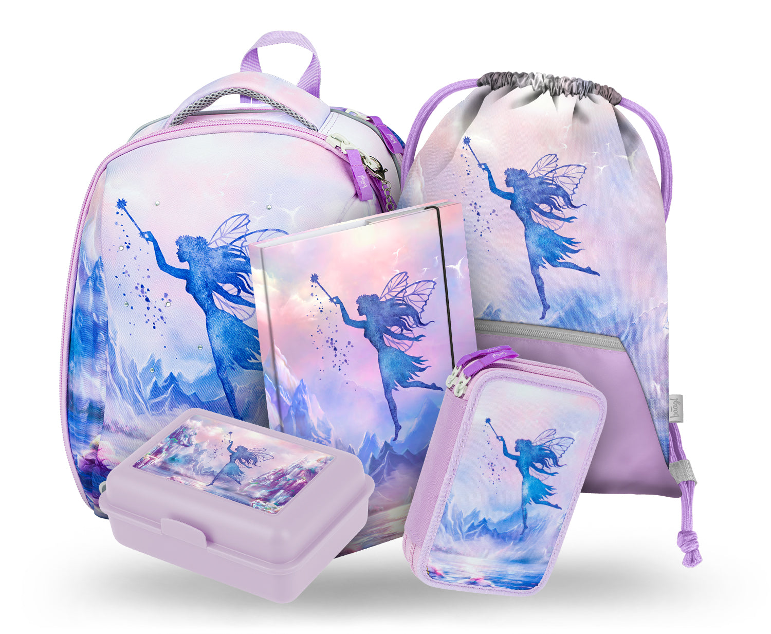 baagl-shelly-fairy-ii-set-scolaire-cartable-trousse-f-e image 1