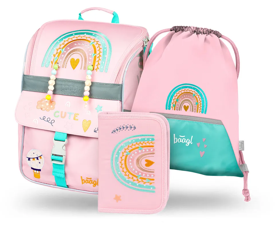 baagl-school-sets-zippy-pink-rainbow-cartable-18-l-fille image 1