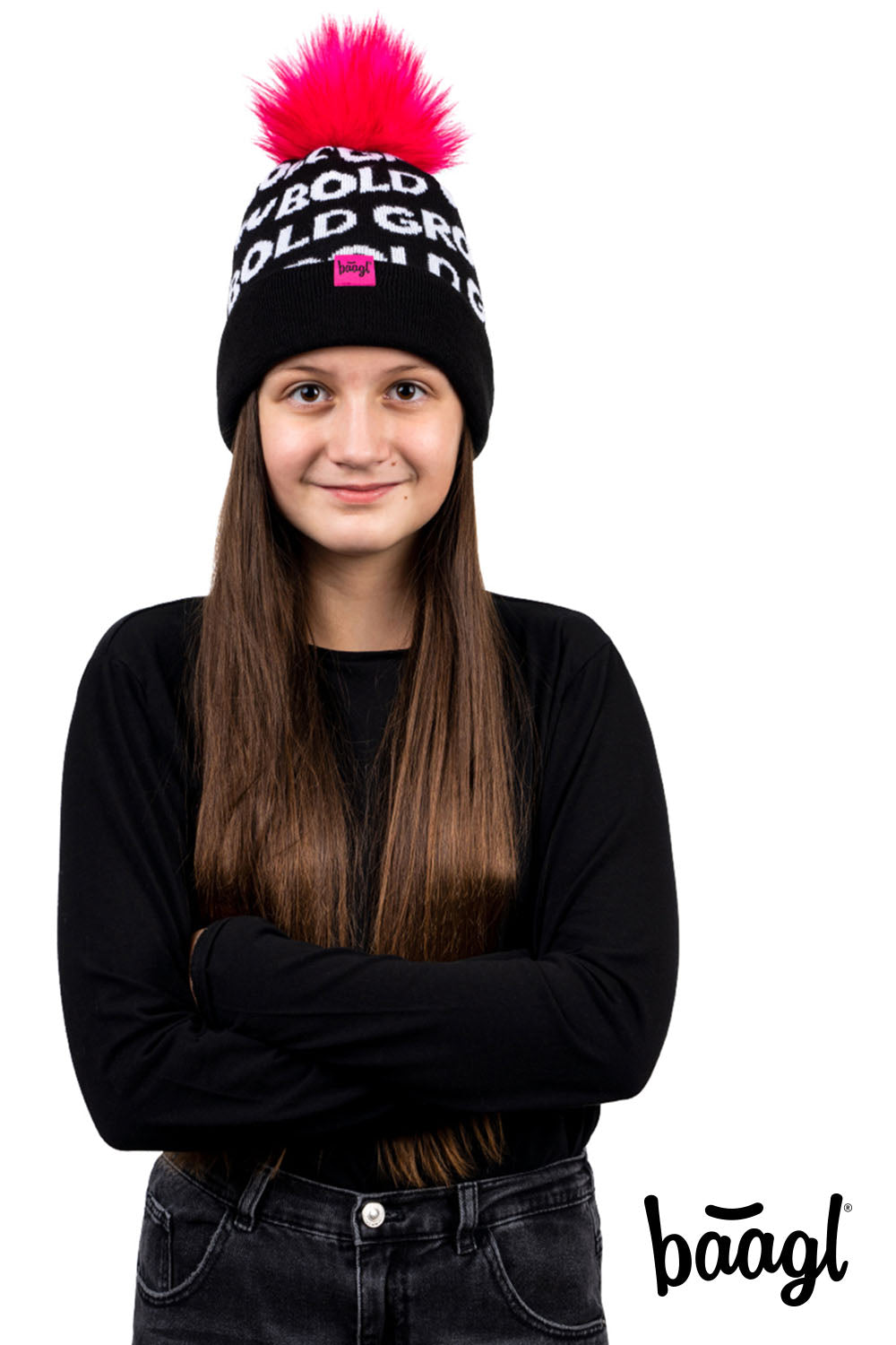 baagl-bonnet-tricot-rose-pompon-fille-6-12-ans image 5