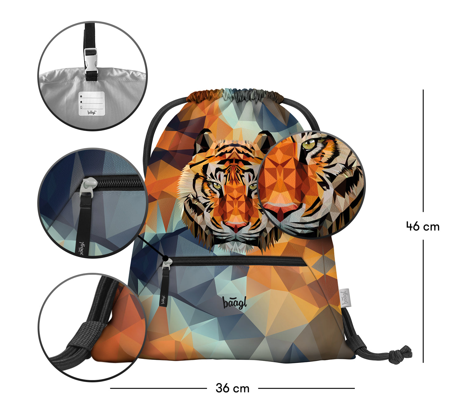 baagl-gym-sack-tiger-sac-de-gym-poche-zipp-e-tigre image 3