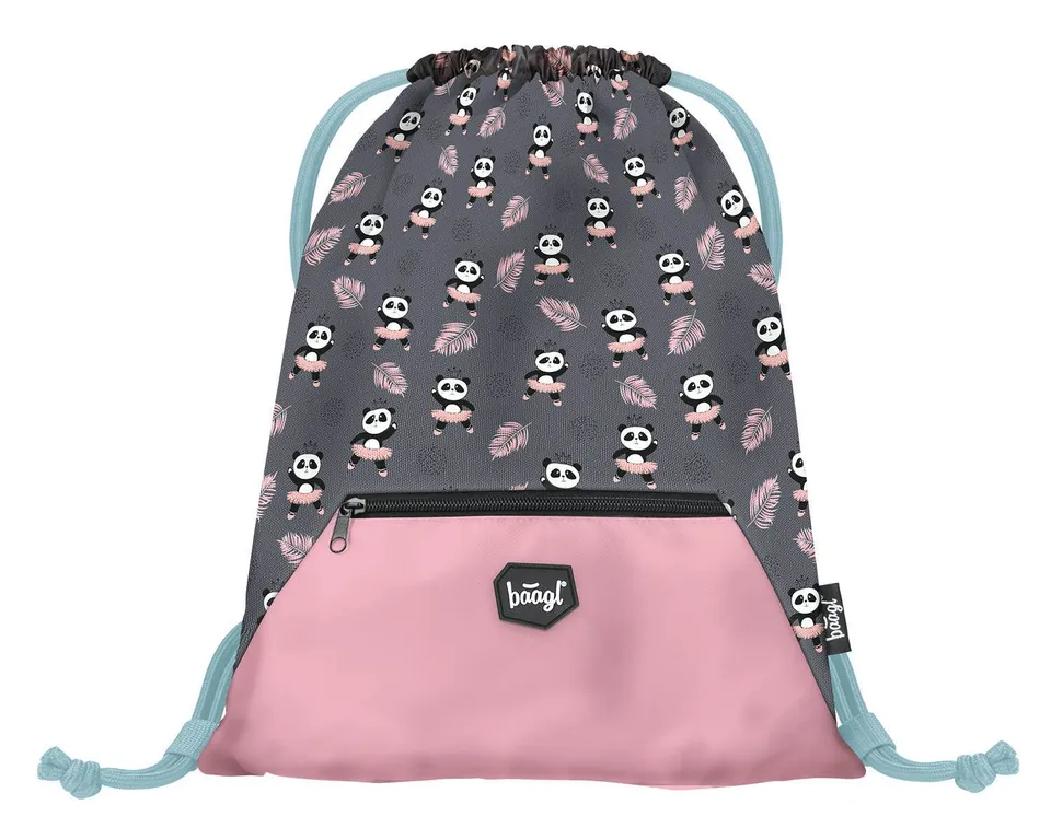 baagl-gym-sacks-panda-sac-gym-poche-zipp-e-lavable image 1